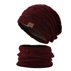 2pcs/set Beanies Scarf Set Solid Color Cold Resistant Men Women Winter Knit Hat
