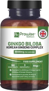 Stress & Anxiety Relief, Mental Health & Memory. Ginkgo Biloba & Ginseng Tablets - Picture 1 of 12
