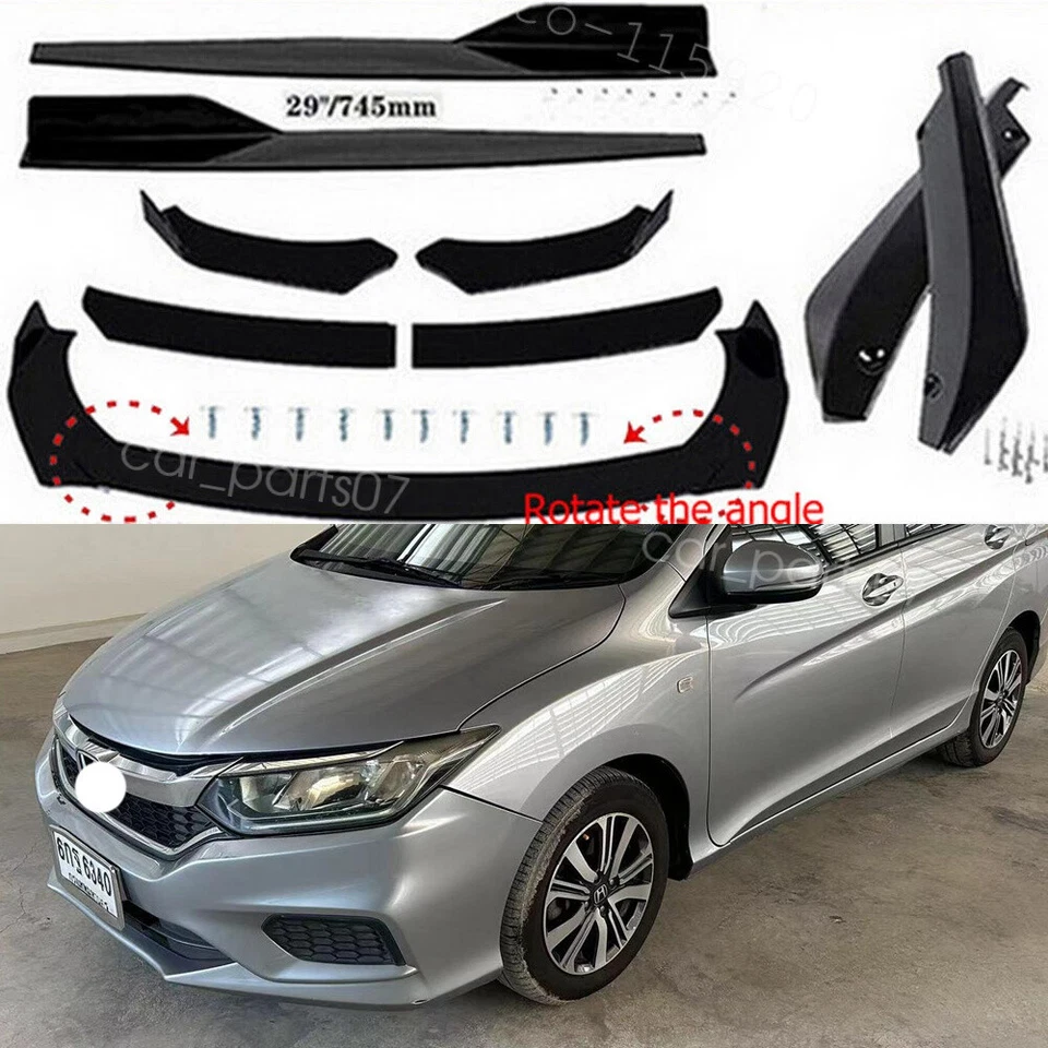 For Honda City 2010-2022 Front Bumper Lips Splitter Body Kit Side Skirt Rear Lip Foto 1 de 4
