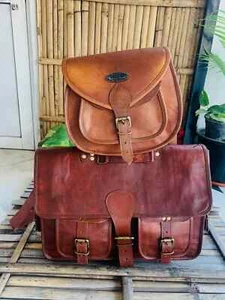 Tan Brown Leather Shopper Sling Bag Cross Body For Women, Vintage Free 18" Bag - Picture 1 of 6