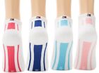 4-pk Tommy Hilfiger White Low-Cut Sport Cushion Sock w/Stripe Bottom: Blue/Pink 