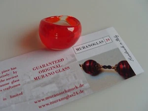 Murano Glas Ring original Muranoglas Schmuck UNIKAT Handarbeit bunt Kunst Ø 20,5 - Bild 1 von 8