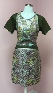 New CYNTHIA ROWLEY 4 6 Sexy Small Brocade Green Net Designer Womens Dress NWT - Picture 1 of 10