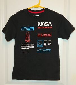 Nasa Space Exploration Short Sleeve Black Gaphic T-Shirt Boys Size L 10-12 