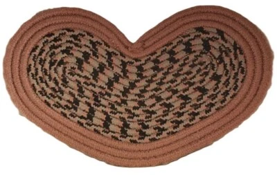 Heart Shaped Braided Rug Sm Pink Multi Color Accent Mat Farmhouse Country Rustic - Image 1 of 4