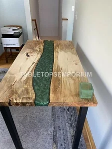 Green Epoxy Resin Dining Table - Picture 1 of 8