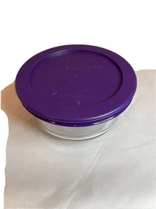Pyrex 7200 2-Cup Glass Food Storage Bowl w/ 7200-PC 2-Cup Plum Purple Lid (E) - Picture 1 of 6