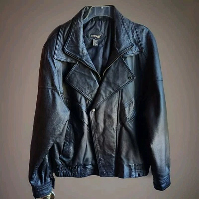 Excelente Chaqueta Bombardero De Colección Stefano Hombre Cuero Aislado Para Hombre Negra Talla M Foto 1 de 4