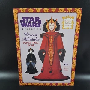 Libro de muñecas de papel vintage Star Wars Episodio 1 Queen Amidala casa aleatoria sin cortar - Imagen 1 de 5