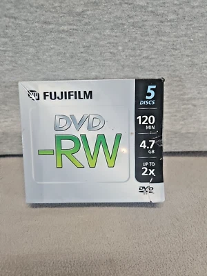 FujiFilm DVD-RW 2x 120 Min 4.7 GB 5 Pack Discs Brand New (1s6) - Image 1 of 3