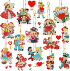 15 Valentine'S Day Diamond Painted Keychains Art Ornaments 5D DIY Red Valentine'