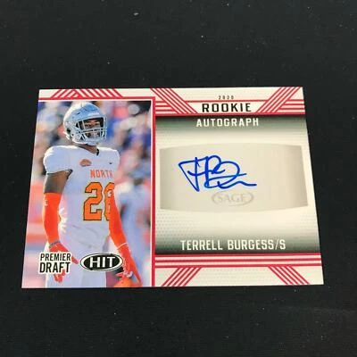 2020 Sage Hit Rookie Red Autograph TERRELL BURGESS Auto Utah RC @JY13 - Image 1 of 2