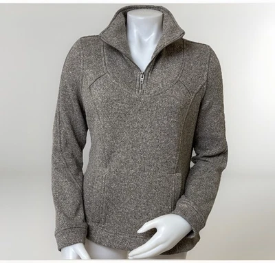 Roots Canada 1/4 Zip Pullover Sweatshirt Womens M Tan Fleece Sweater Jacket - Image 1 of 4