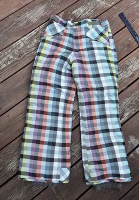 Pantalones de nieve Cherokee unisex grandes 10/12 jóvenes a cuadros cintura ajustable coloridos Foto 1 de 4