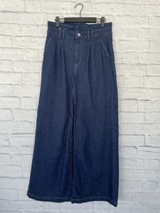 Pantalones de mezclilla para mujer Paige Harper tiro alto pierna ancha azul talla 28 - Imagen 1 de 16
