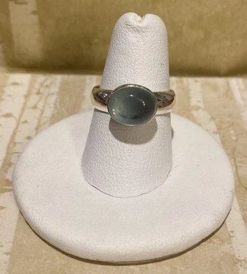 Catálogo Sundance Plata de Ley Banda Más Gruesa Ovalada Topacio Azul Piedra Talla 7 Foto 1 de 4