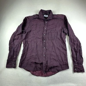 Camicia Eton uomo 43 rossa testurizzata misto lino slim fit bottoni contemporanea - Foto 1 di 13