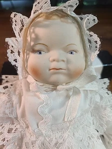 VINTAGE Porcelain Bisque Baby Doll Head Hands And Feet Porcelain,  Soft Body - Picture 1 of 13