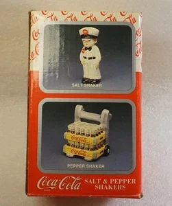 Coca Cola Salt & Pepper Shakers Delivery Man 1997 Enesco Still in Original Box - Picture 1 of 3