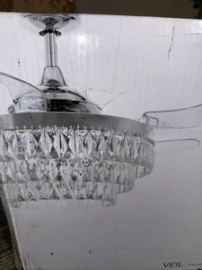 Veil Fanaway Retractable Fan 42 Remote Dimmable Ceiling Fan Chrome And Glass - Picture 1 of 2