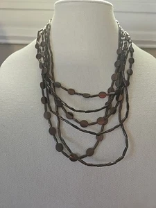 Chico's Six Strand Copper Colored Beaded Necklace - Picture 1 of 12