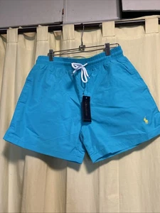 New w/tag Men's POLO RALPH LAUREN Teal Blue Swimsuit Trunks Medium - Picture 1 of 7