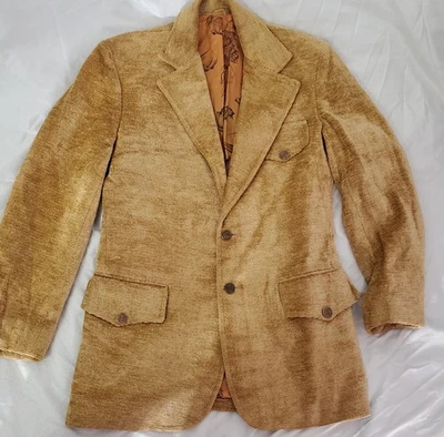 Jaqueta esportiva vintage anos 60/70 masculina cintura traseira regência forro parcial veludo M - Imagem 1 de 4