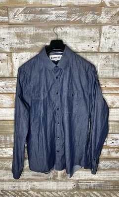 Express Hombre Extra Slim Fit Manga Larga Azul Vestido Camisa XL Foto 1 de 4