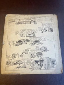 Original Oswald Ragan Oz schwarze Comictafel Abend im Touristenlager Cartoon - Bild 1 von 21