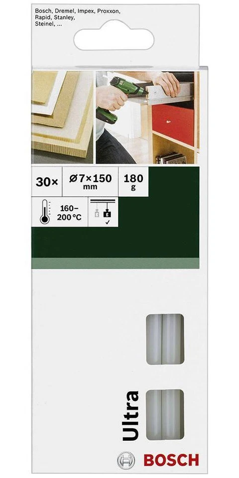 BOSCH - PROFESSIONAL (BLUE) 150mm x 7mm Milky Glue Sticks, 30 Pack - 2609256D29
