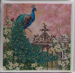 Fliesenuntersetzer Keramik - Pfauen - 1er Set - (Kaufen Sie 3 erhalten Sie 1 gratis) B - Bild 1 von 5