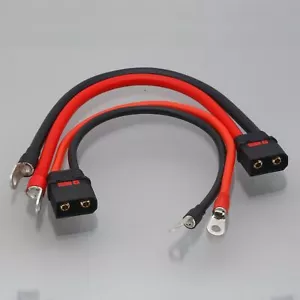 QS8 Male to M6 Ring O Lug 88A 110A High Current Battery Charging Leads 6AWG 8AWG - Picture 1 of 7