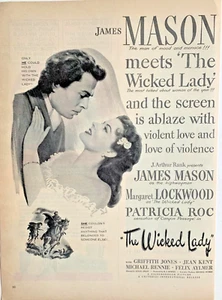 Anuncio impreso de película The Wicked Lady 1946 James Mason Margaret Lockwood 14" x 10" - Imagen 1 de 3