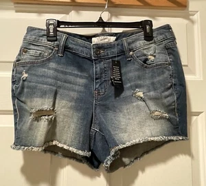 Torrid Shorts blau Jeans Denim Medium Wash Used-Look Größe 12 Taschen neu mit Etikett - Bild 1 von 18