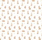 Dollhouse Brown Rabbit Bunny Star Patterned Miniature Nursery Wallpaper 1:12