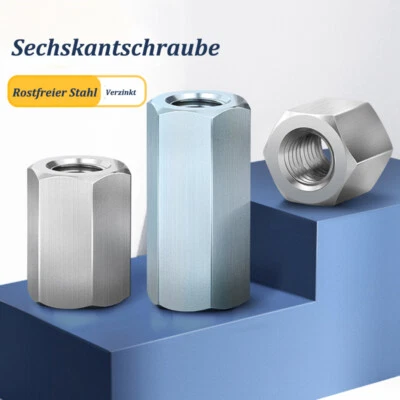 Langmutter M5 M6 M8 M10 M12 M16 M18 Stahl Verzinkt - Sechskant Verbindungsmuffen - Bild 1 von 4