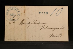 Michigan: Jonesville 1842 Stampless Cover, Blue CDS & PAID, Ms 10, Hillsdale Co - Picture 1 of 4