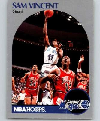 1990-91 Hoops #223a Sam Vincent Orlando Magic Basketball Card Michael Jordan #12 - Image 1 of 2