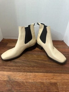 Sam Edelman Thelma elfenbein Leder eckige Zehenpartie Chelsea Doppel Gore Stiefeletten 6,5 - Bild 1 von 11