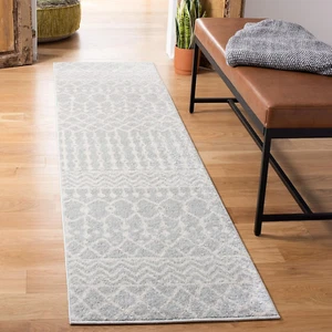 Tulum Collection Runner Rug - 2' X 8', Light Grey & Ivory, Moroccan Boho Distres - Picture 1 of 2
