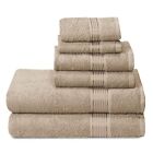  Ultra Soft 6 Pack Cotton Towel Set, Contains 2 Bath Towels 28x55 inch, 2 Tan