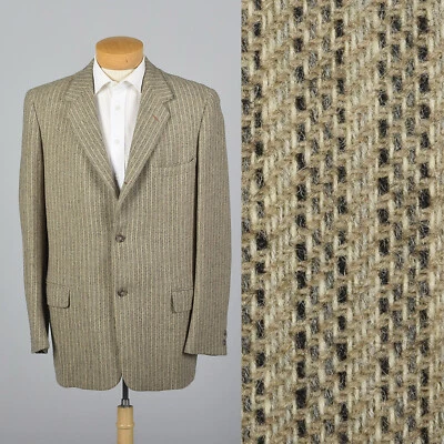 Abrigo deportivo XL 44L 1950s tweed tostado rayas para hombre de colección solapas medianas de ventilación única Foto 1 de 4