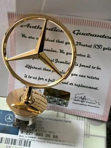 Bonnet Raised Star Badge Mercedes C E S CLK Class A2218800086 24K Gold Plated - Picture 1 of 8