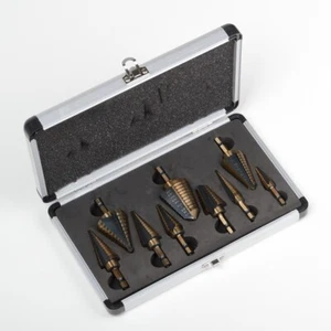 9 pc Quick Change Step Drill Bit Set [SAE] Black &cobalt High Quality HSS - Picture 1 of 3