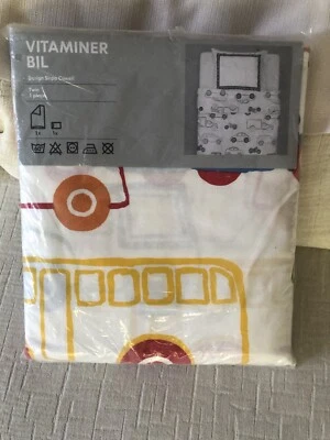 IKEA Vitaminer Bil Twin Colorful Transportation Theme Cotton Duvet + Sham NIP - Image 1 of 4