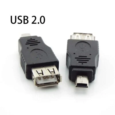 USB 2.0 Type A Female to Mini B 5-pin Male Plug Adapter OTG Converter Connector - Image 1 of 4