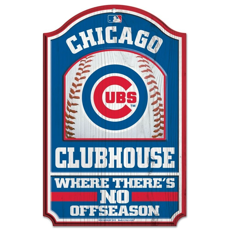 Chicago Cubs 11x17 Licensed MLB Wood Clubhouse Sign No Offseason - Image 1 of 1