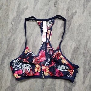 Victoria Secret Pink Bralette XS Blue Lace Racerback Front Clasp - Picture 1 of 10