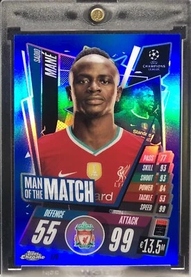 /150 SADIO MANE 2020-21 Topps Chrome Match Attax Man of the Match BLUE REFRACTOR - Image 1 of 2