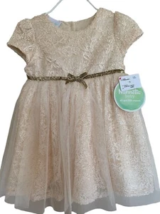 NWT Nannette 12 M Light Peach/Gold Lined Dress Beautiful for Church or Party - Picture 1 of 7